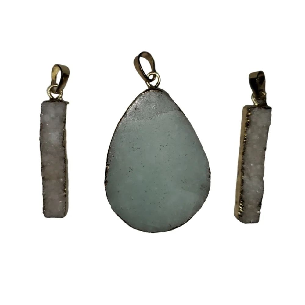 Gemstone Pendant Lot (3) Druzy Agate
